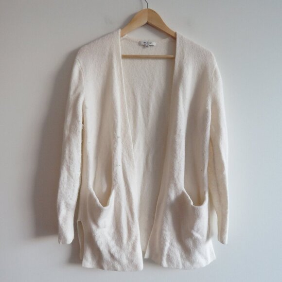 MADEWELL Cozy Walker Open Front Cardigan in Antique Cream Wool Alpaca - Sz XS - Picture 2 of 15